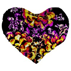 Purple Yellow Flower Plant Large 19  Premium Heart Shape Cushions