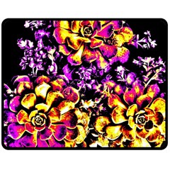 Purple Yellow Flower Plant Double Sided Fleece Blanket (Medium) 