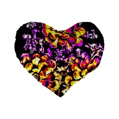 Purple Yellow Flower Plant Standard 16  Premium Flano Heart Shape Cushions