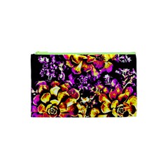 Purple Yellow Flower Plant Cosmetic Bag (XS)