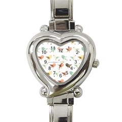 Assorted Birds Pattern Heart Italian Charm Watch by linceazul