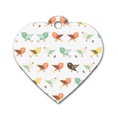 Assorted Birds Pattern Dog Tag Heart (one Side) by linceazul