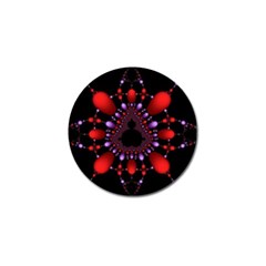 Fractal Red Violet Symmetric Spheres On Black Golf Ball Marker (4 pack)