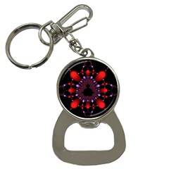 Fractal Red Violet Symmetric Spheres On Black Button Necklaces