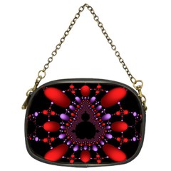 Fractal Red Violet Symmetric Spheres On Black Chain Purses (Two Sides) 