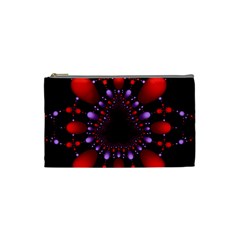 Fractal Red Violet Symmetric Spheres On Black Cosmetic Bag (Small) 