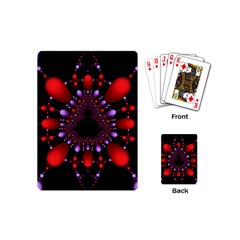 Fractal Red Violet Symmetric Spheres On Black Playing Cards (Mini) 