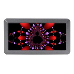 Fractal Red Violet Symmetric Spheres On Black Memory Card Reader (Mini)