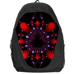 Fractal Red Violet Symmetric Spheres On Black Backpack Bag