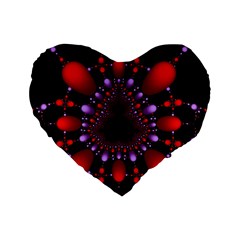 Fractal Red Violet Symmetric Spheres On Black Standard 16  Premium Heart Shape Cushions