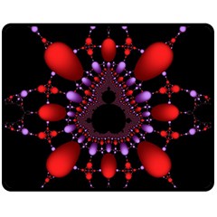 Fractal Red Violet Symmetric Spheres On Black Double Sided Fleece Blanket (Medium) 