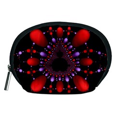 Fractal Red Violet Symmetric Spheres On Black Accessory Pouches (Medium) 