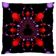 Fractal Red Violet Symmetric Spheres On Black Standard Flano Cushion Case (Two Sides)