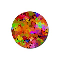 Colorful Shapes             Rubber Coaster (round) by LalyLauraFLM