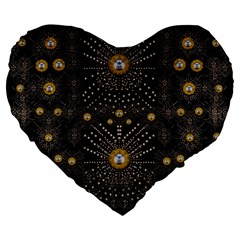 Lace Of Pearls In The Earth Galaxy Pop Art Large 19  Premium Flano Heart Shape Cushions by pepitasart