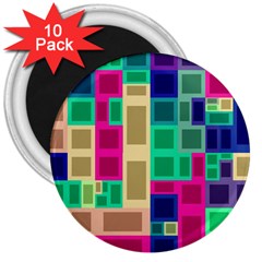 Rectangles And Squares              3  Magnet (10 Pack) by LalyLauraFLM