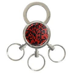 Black Red Tiles Checkerboard 3-Ring Key Chains