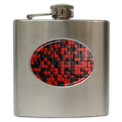 Black Red Tiles Checkerboard Hip Flask (6 oz)