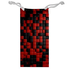 Black Red Tiles Checkerboard Jewelry Bag