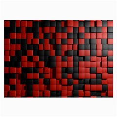 Black Red Tiles Checkerboard Large Glasses Cloth (2-Side)