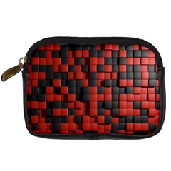 Black Red Tiles Checkerboard Digital Camera Cases