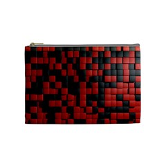 Black Red Tiles Checkerboard Cosmetic Bag (Medium) 