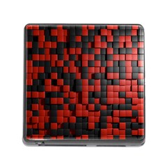 Black Red Tiles Checkerboard Memory Card Reader (Square)