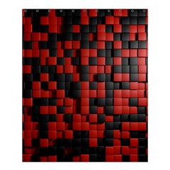 Black Red Tiles Checkerboard Shower Curtain 60  x 72  (Medium) 