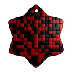 Black Red Tiles Checkerboard Ornament (Snowflake)