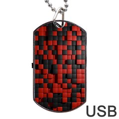 Black Red Tiles Checkerboard Dog Tag USB Flash (Two Sides)