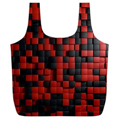 Black Red Tiles Checkerboard Full Print Recycle Bags (L) 