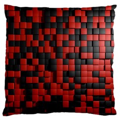 Black Red Tiles Checkerboard Large Flano Cushion Case (One Side)