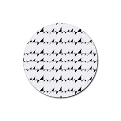 Black And White Wavy Stripes Pattern Rubber Coaster (round)  by dflcprints