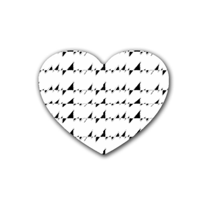 Black And White Wavy Stripes Pattern Rubber Coaster (Heart) 