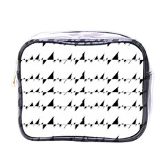 Black And White Wavy Stripes Pattern Mini Toiletries Bags by dflcprints