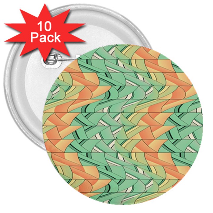 Emerald And Salmon Pattern 3  Buttons (10 pack) 