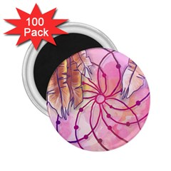 Watercolor Cute Dreamcatcher With Feathers Background 2 25  Magnets (100 Pack)  by TastefulDesigns