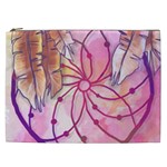 Watercolor cute dreamcatcher with feathers background Cosmetic Bag (XXL)  Front