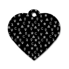 Witchcraft Symbols  Dog Tag Heart (one Side) by Valentinaart