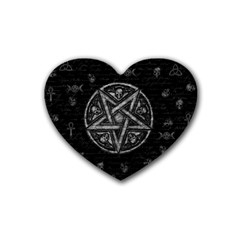 Witchcraft Symbols  Rubber Coaster (heart)  by Valentinaart