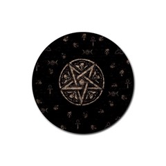 Witchcraft Symbols  Rubber Round Coaster (4 Pack)  by Valentinaart