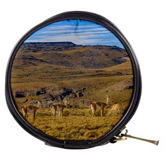 Group Of Vicunas At Patagonian Landscape, Argentina Mini Makeup Bags by dflcprints