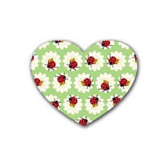 Ladybugs Pattern Rubber Coaster (heart)  by linceazul