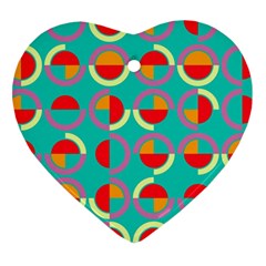 Semicircles And Arcs Pattern Heart Ornament (two Sides) by linceazul