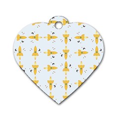 Spaceships Pattern Dog Tag Heart (two Sides) by linceazul