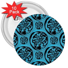 Turquoise Pattern 3  Buttons (10 Pack)  by linceazul