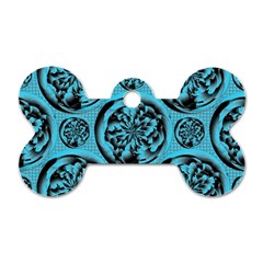 Turquoise Pattern Dog Tag Bone (one Side) by linceazul