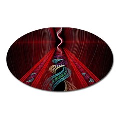 Artistic Blue Gold Red Oval Magnet