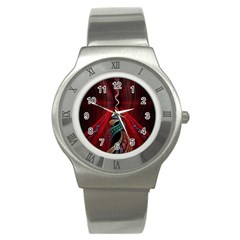 Artistic Blue Gold Red Stainless Steel Watch