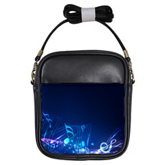 Abstract Musical Notes Purple Blue Girls Sling Bags by Mariart